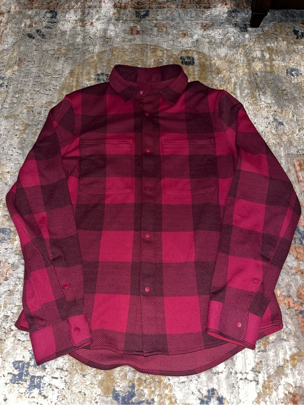 Lululemon Masons Peak Flannel Plaid Button Up Shirt Men’s S Red Long Sleeve